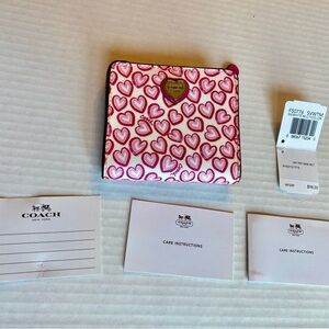 Coach F50776 Pink and White Heart Pattern Wallet